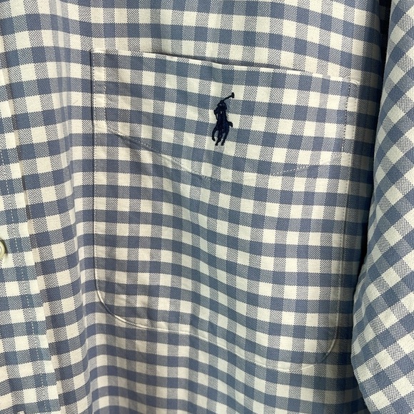 RALPH LAUREN Mens Vintage 90’s The Big Shirt Blue White Buffalo Plaid Oxford L - Picture 5 of 13